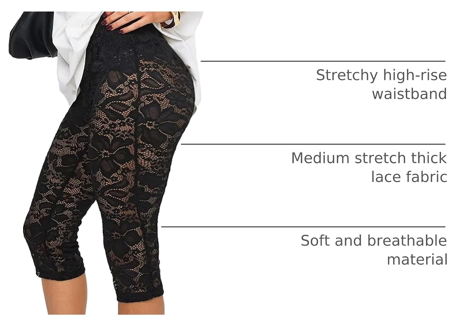 TZLDN Women Lace Capri Leggings Sexy Sheer Y2k Going Out Cropped Pants